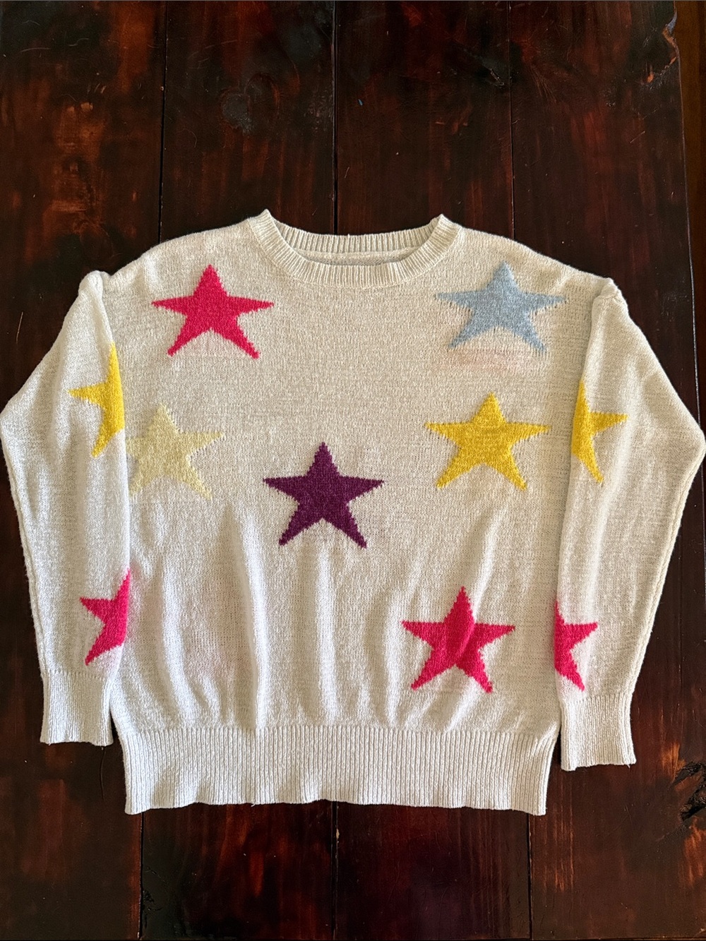 Cream Star-Pattern Women’s Sweater - Multicolor Stars